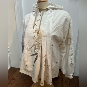 Unique Women’s Hooded Shirt with Nature inspired Birds and Foliage